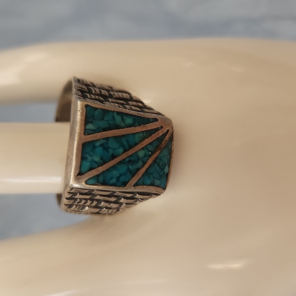 Vintage Native American Sterling and Turquoise Mosaic Ring